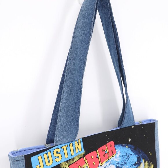 UPCYCLED HANDMADE Justin Bieber "Anyone in Space" Denim Tote Bag - Picture 5 of 5